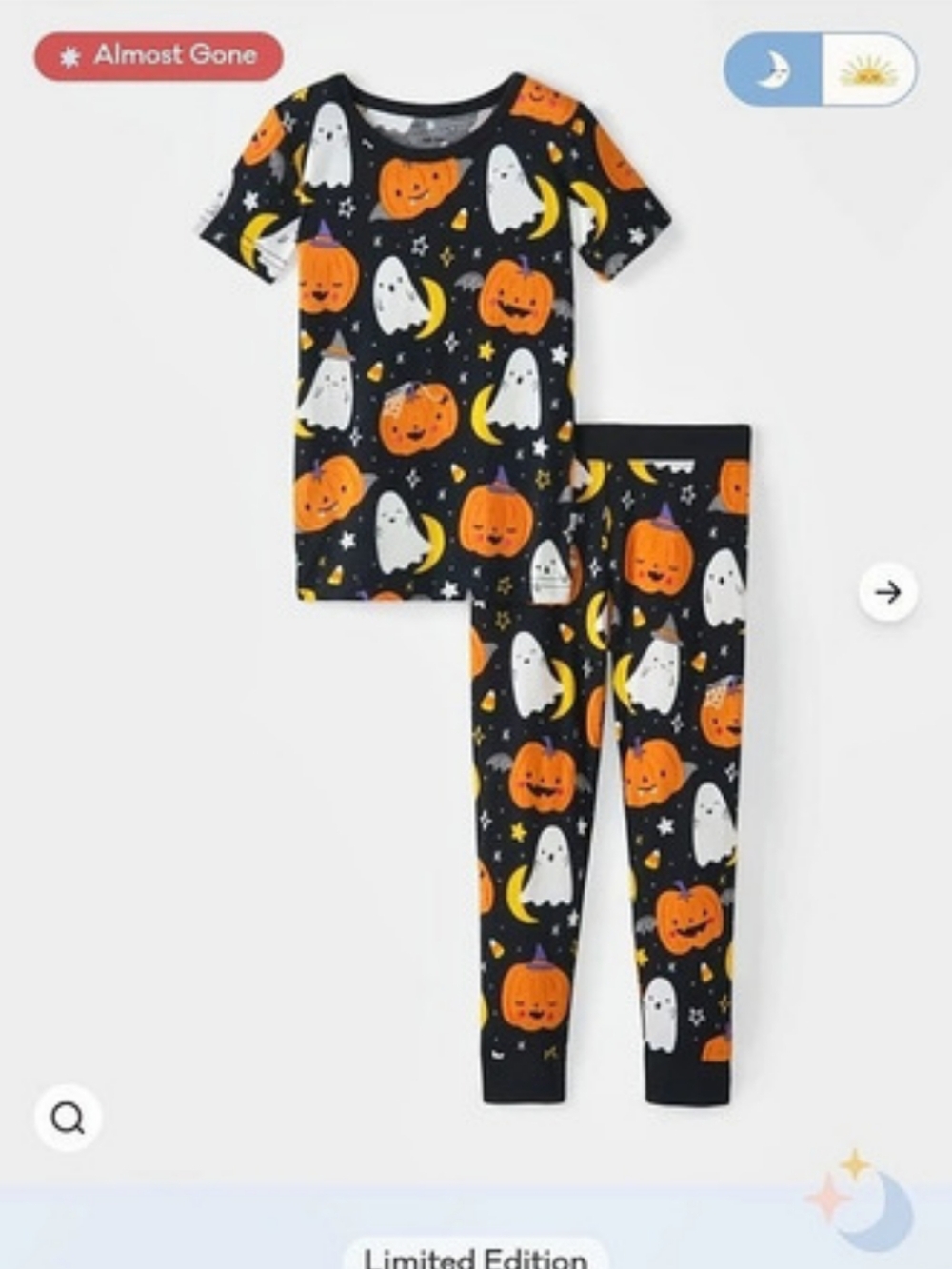 little sleepies Moonlit Magic Two-Piece Pajama Set Halloween Girls/Boys 9/10